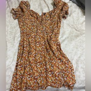 flower puffy sleeve mini dress